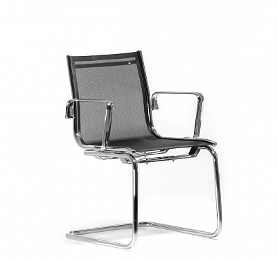 LIGHT-MESH/C КРЕСЛО НА ПОЛОЗЬЯ ЧЕРН-СЕТКА