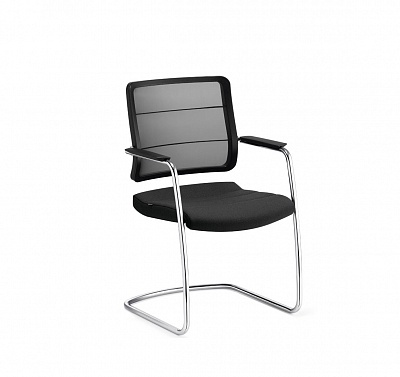 AIRPAD КРЕСЛО ПОСЕТИТЕЛ, КОЖА ЧЕРНЫЙ/АЛЮМ