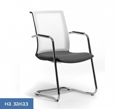 SKIN W КРЕСЛО НА ПОЛОЗЬЯХ,ТКАН БЕЛЫЙ/СЕРЫЙ/ЧЕРНЫЙ