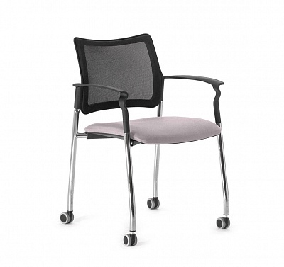 PINKO-MESH КРЕСЛО НА КОЛ, ПОДЛ ЧЕРН/СЕРЫЙ/ХРОМ