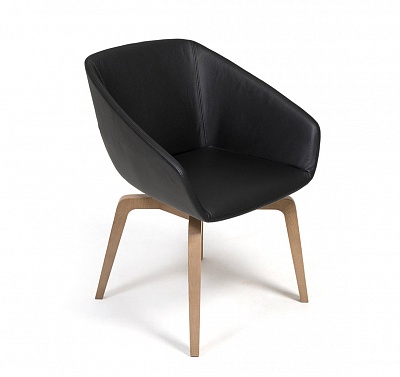 ALMA W КРЕСЛО ПОСЕТ., ДЕРЕВО ЧЕРНЫЙ/КОЖА